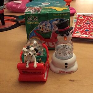 Disney for McDonald’s 101 Dalmatians 2Pc Snow Dome Set Dog Sledding Snowman ⛄️